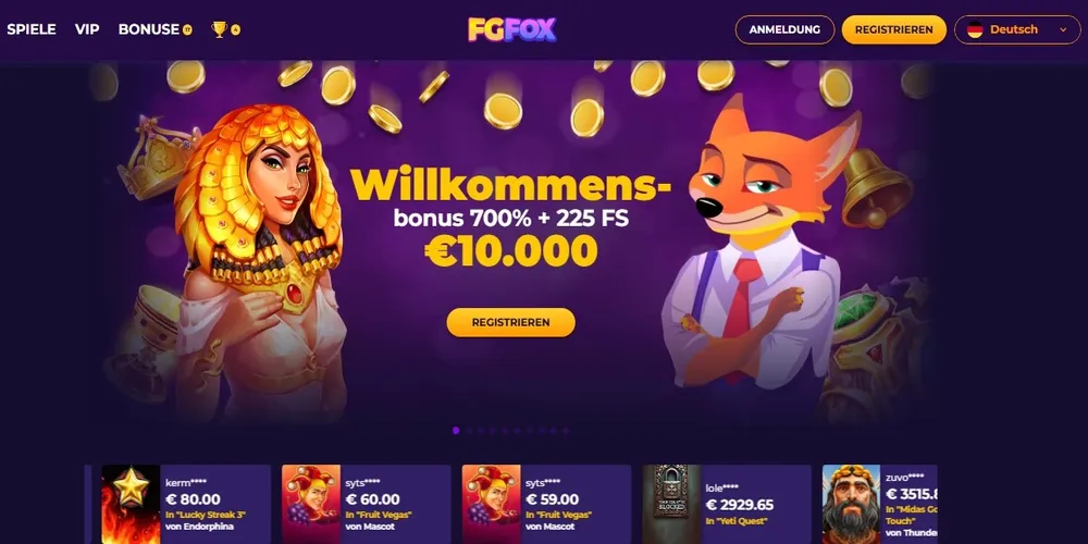 FG Fox Casino Testbericht: Online Glücksspiel für Spieler aus Deutschland